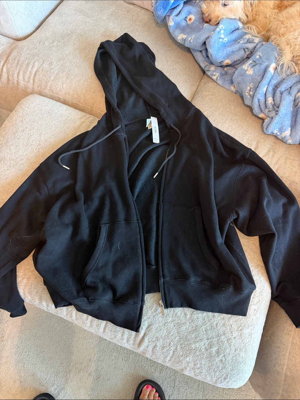 Victoria's Secret Black Hooded Zip-Up Utility Jacket